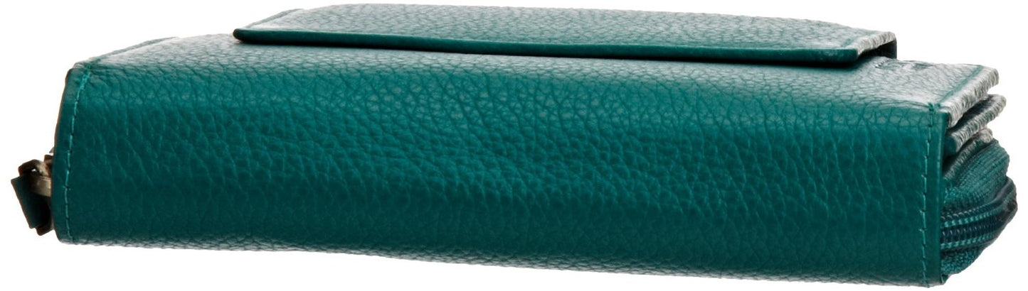 Pratico - women leather flap wallet #LW02 Green