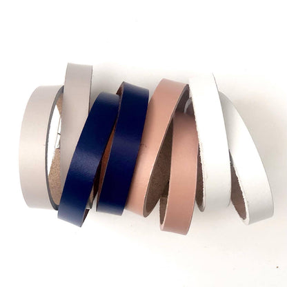Navy Blue Smooth Leather Wrap Bracelet / Cuff