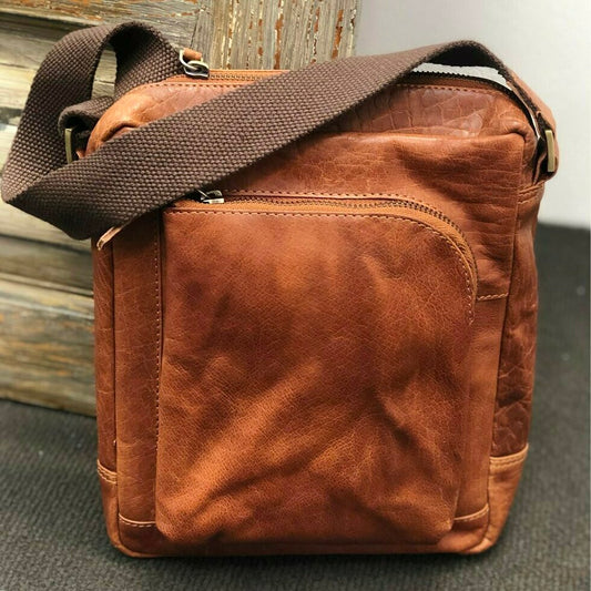 A5 Brown Leather Messenger bag