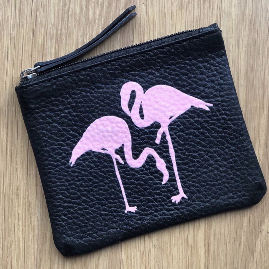 Flamingo Personalised Leather Coin Purse LBR101-Flamingo