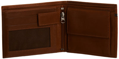 Pratico - mens ID pullout leather trifold wallet #GW51 Cognac