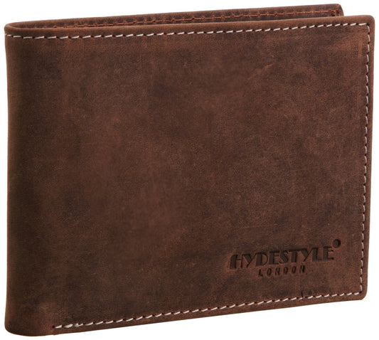 Venator distressed leather trifold tab coin wallet #GW67 Brown