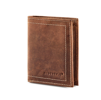 Distressed leather men's bi-fold coin wallet #GW704