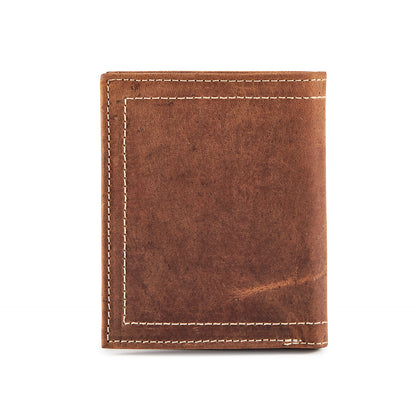 Distressed leather men's bi-fold coin wallet #GW704