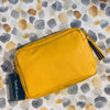 Back Side of Mustard Yellow Leather Camera Clutch Bag