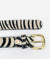 Zebra hair-on-hide leather women belt with golden buckle