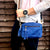 Navy Blue Leather Camera Clutch Bag