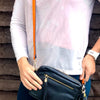 Black Leather Bag with orange skinny replacement  Straps