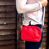 Red Leather clutch bag with straps