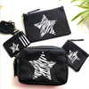 Zebra Star Camera Classic Black Kylie Pebbled Leather Crossbody Clutch Bag