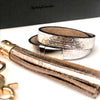 Metallic Silver Lizzard Leather Wrap Bracelet / Cuff