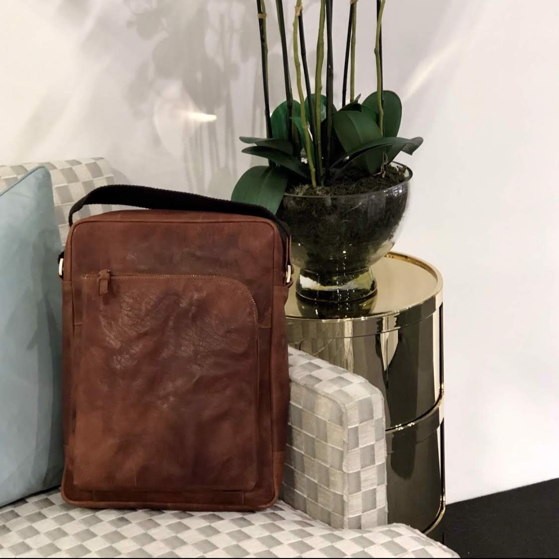 A4 Brown leather messenger bag