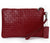 Secure RFID embossed leather ladies wristlet clutch with card case #LB66 Red