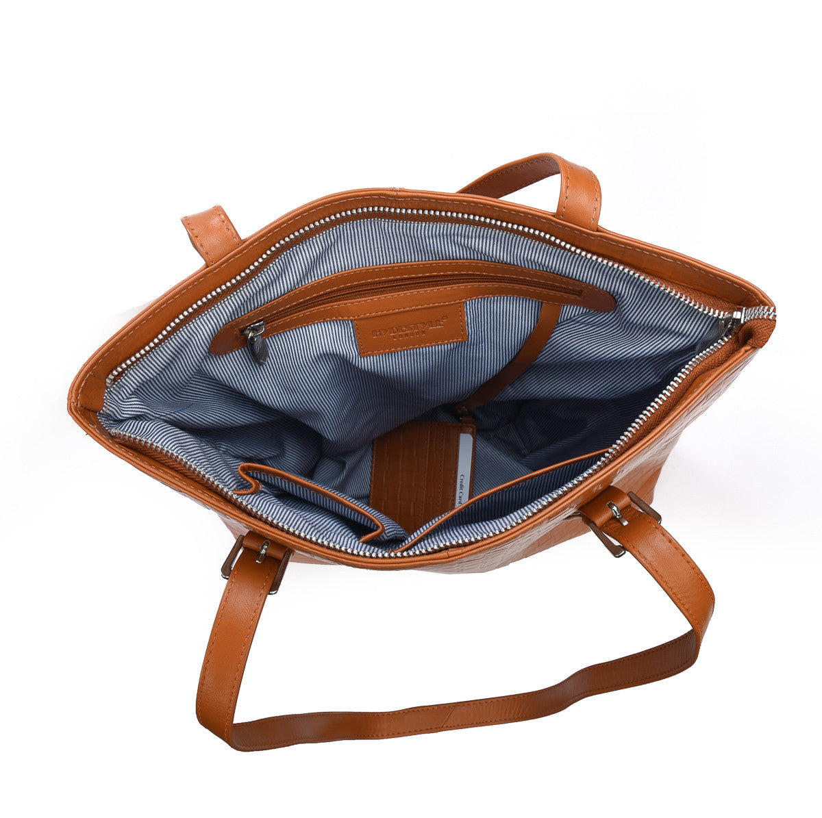 SECURE RFID Embossed Leather Waffel Ladies Zip Top Tote Bag LB68 RUST