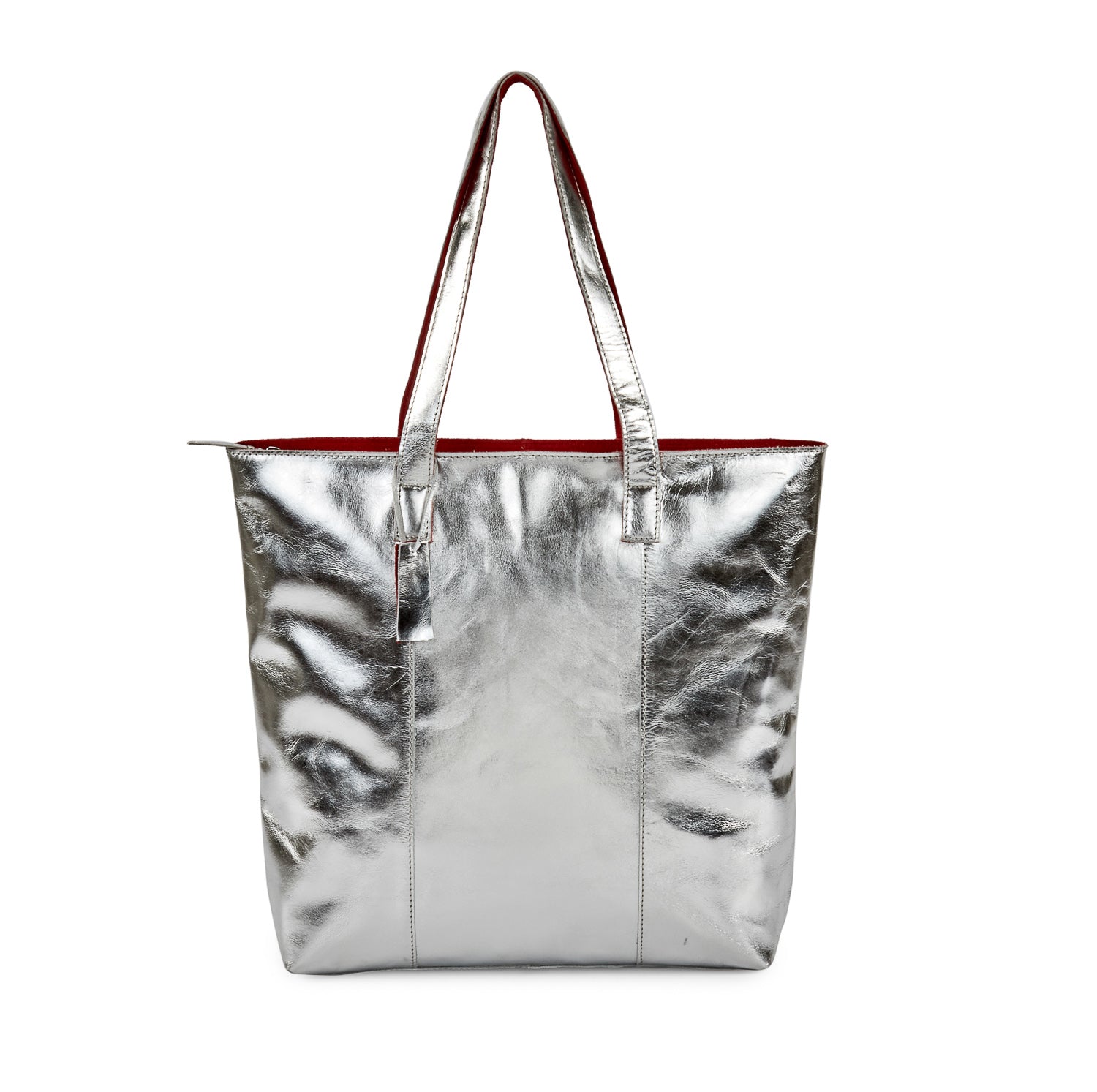 Metallic Magpie Zip Top Tote Bag #LB86 Silver