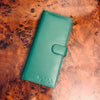 Green womens' purse - leather 12 card tab wallet #LW04 Green