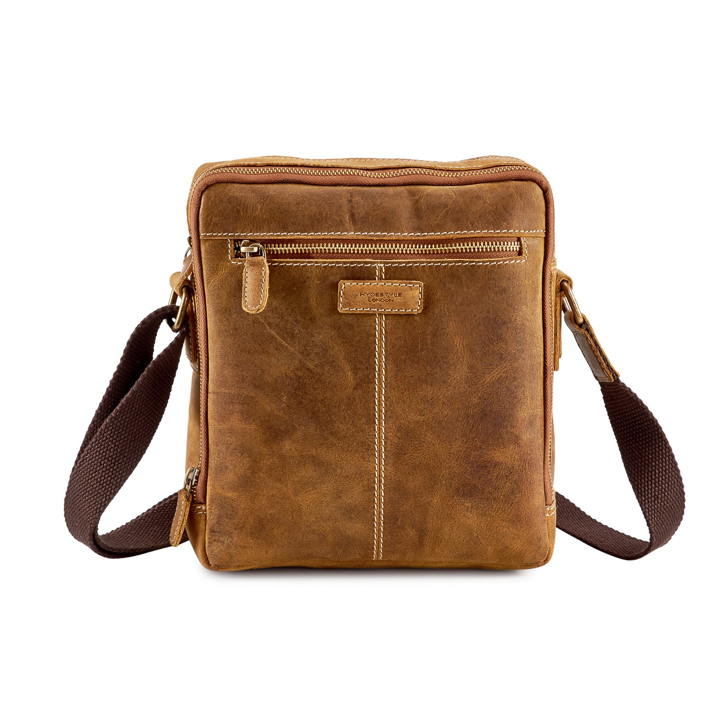 Venator Distressed Leather Portrait Messenger Bag #MB4973