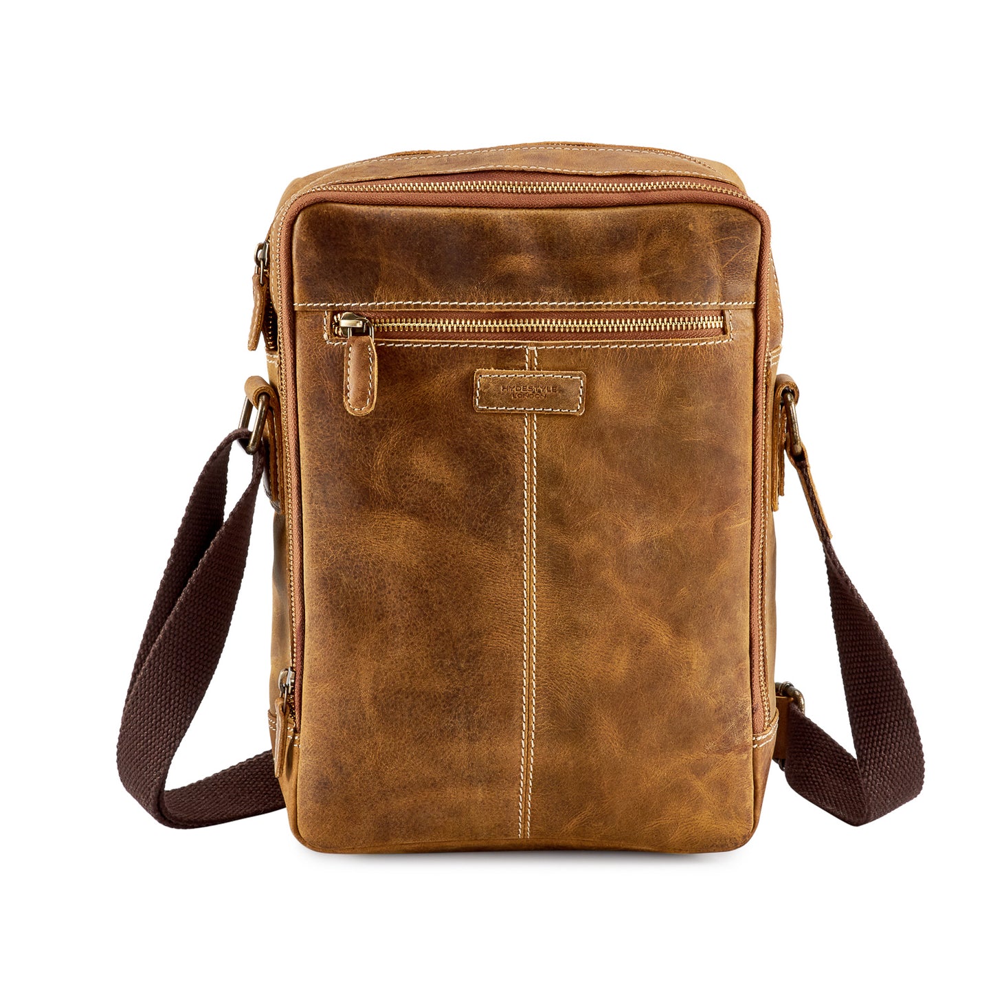 Venator Distressed Leather Portrait Messenger Bag #MB4972