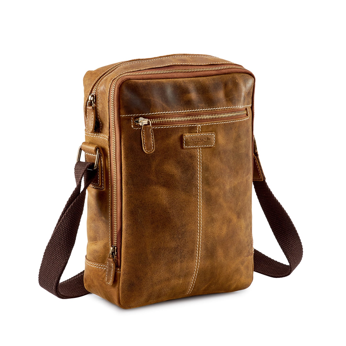 Venator Distressed Leather Portrait Messenger Bag #MB4972