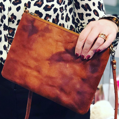 Walnut Brown Rustic Genuine Leather Crossbody | Shoulder | Clutch Bag