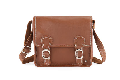 PRATICO - Xena leather small satchel bag #LB44 brown