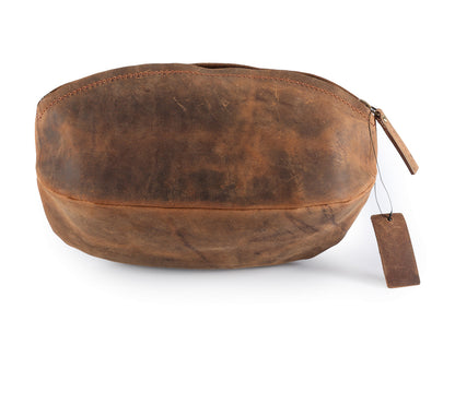 Hydestyle Venator Distressed Leather Rugby Ball Wash Bag  #TW13