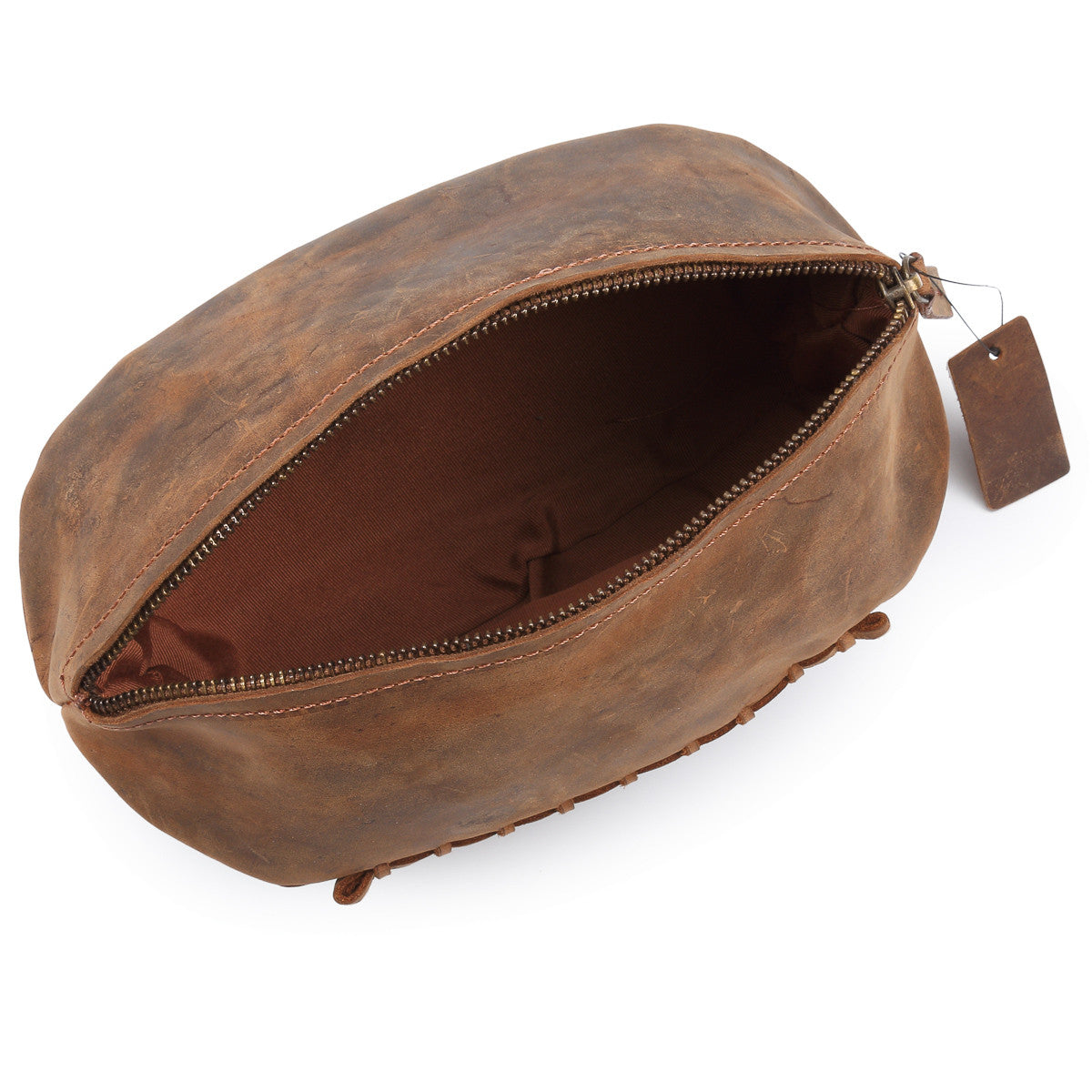 Hydestyle Venator Distressed Leather Rugby Ball Wash Bag  #TW13