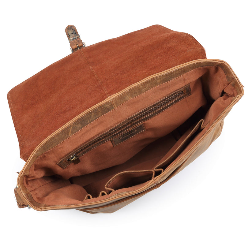 Venator Distressed Leather Portrait Messenger Bag #MB4973 main image 1
