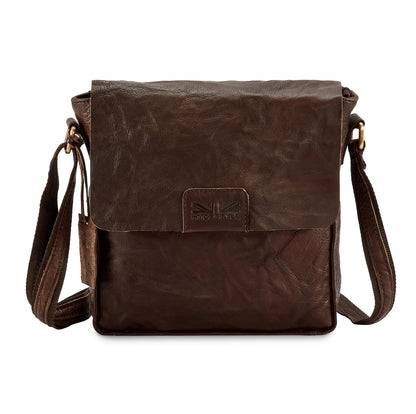Pello Brown washed leather man-bag #UM101 - Small