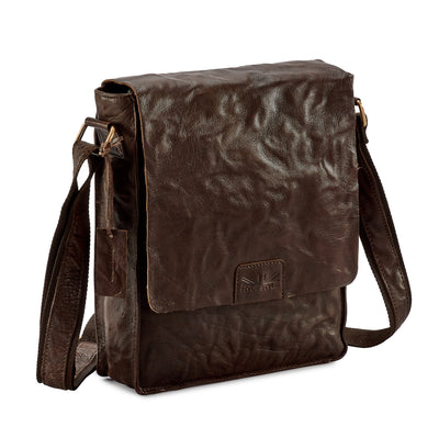 Pello Brown washed leather man-bag #UM102 - Medium