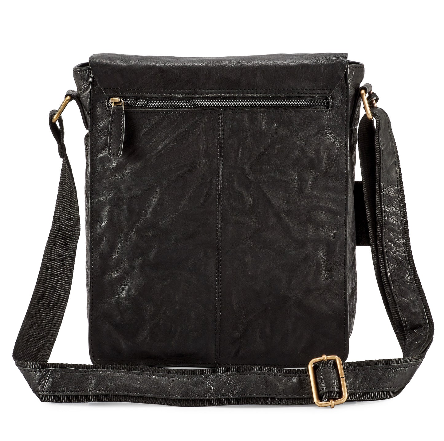 Pello Black washed leather man-bag #UM102 - Medium