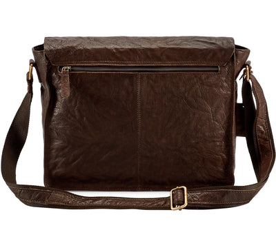 Pello Brown washed leather man-bag  #UM103 - Large