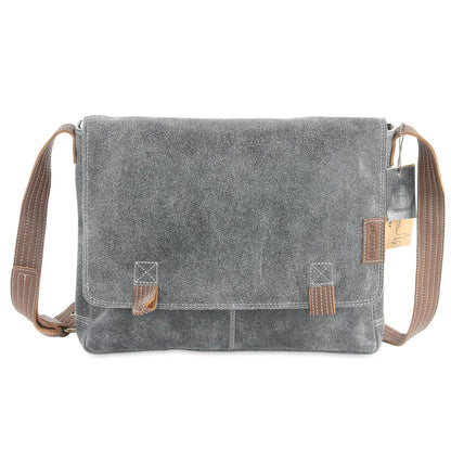 Crackle genuine leather a4 satchel messenger bag #UM44 black