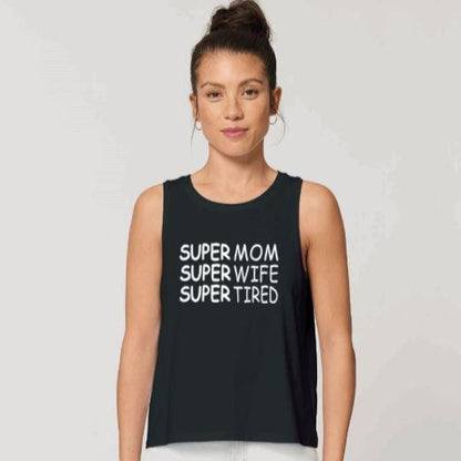 Black Super Mom | Wife | Women's Crop Sleeveless Tank Top