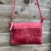 Croc Vipera Embossed Leather Clutch #LB575 Pink
