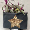 Personalised Leopard Star Leather Clutch Bag LBR301-Leopard