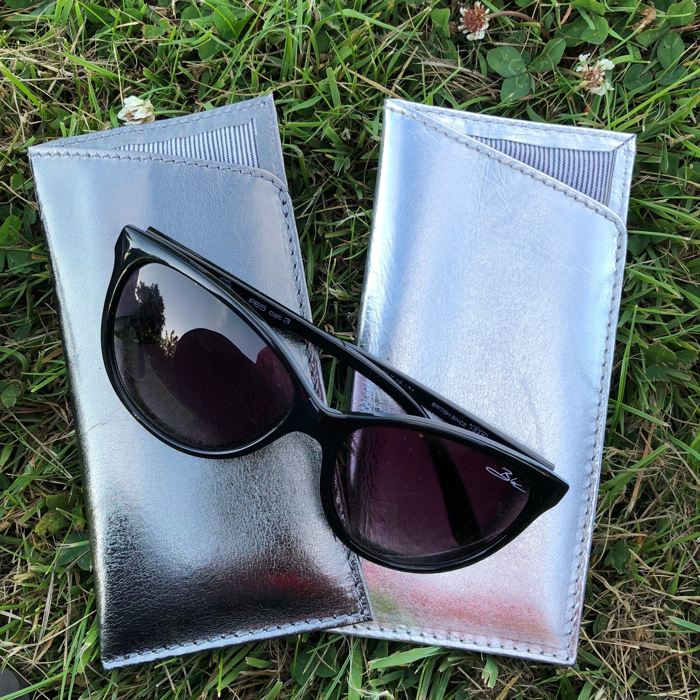 Metallic Genuine Leather Womens Stylish Reading Glass Cover #LB88