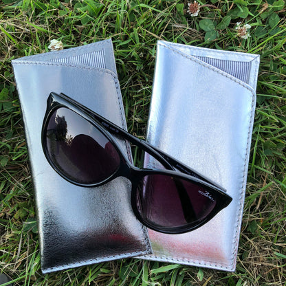 Metallic Genuine Leather Womens Stylish Reading Glass Cover #LB88