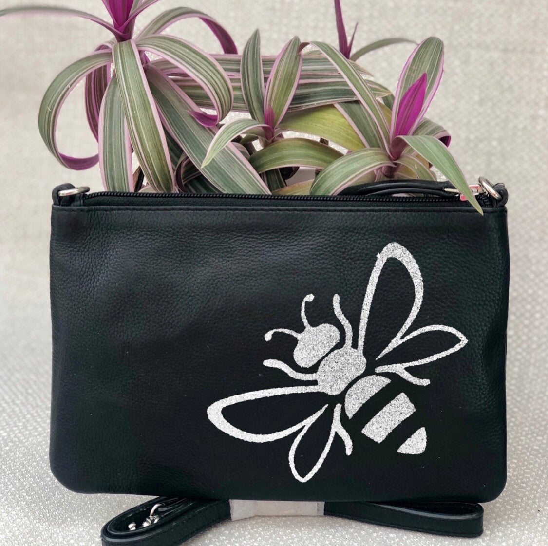 Personalised Spring Summer Tropical Print Leather Clutch Bag LBR301-Bee