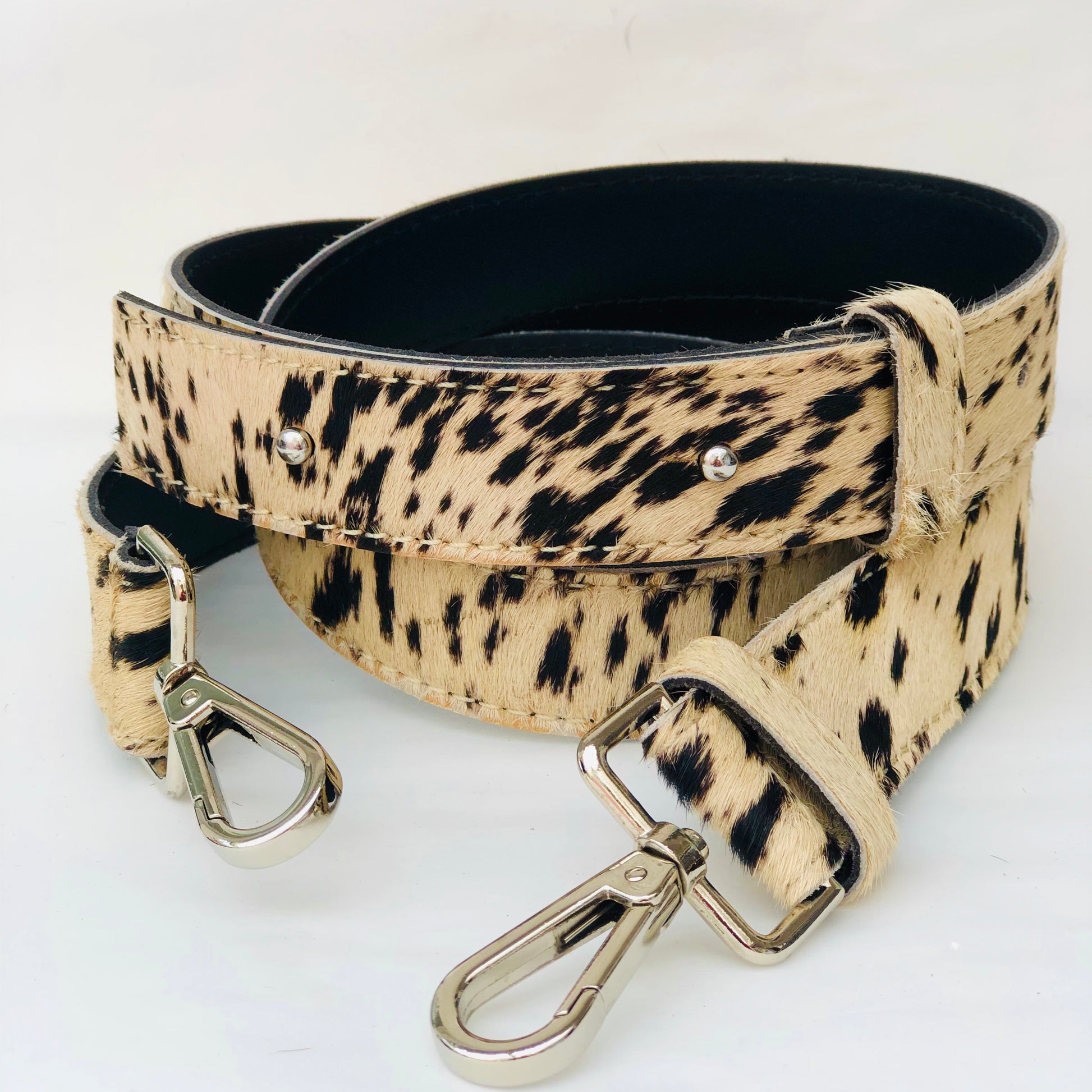 Front spotty hair on and back plain leather crossbody bag replacement straps
