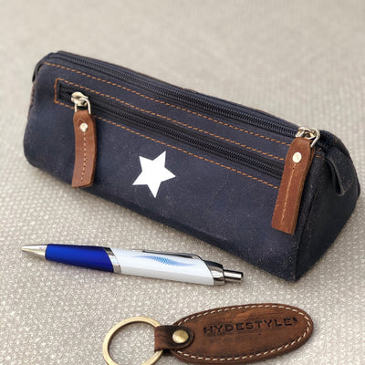 Personalised Leather Pencil Case TW10-Denim Blue