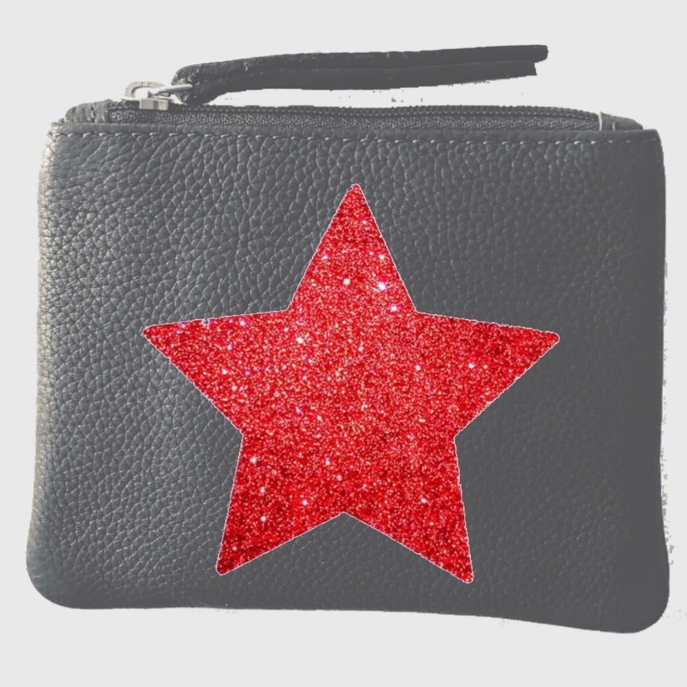 Grain Leather Grey Coin Pouch LBR201-Star