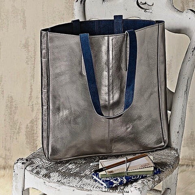 Metallic Sofia reversible leather tote bag