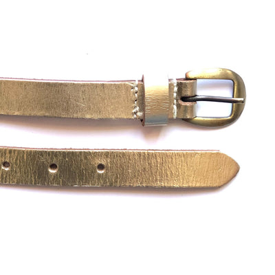 Gold Leather Women's Skinny Belt