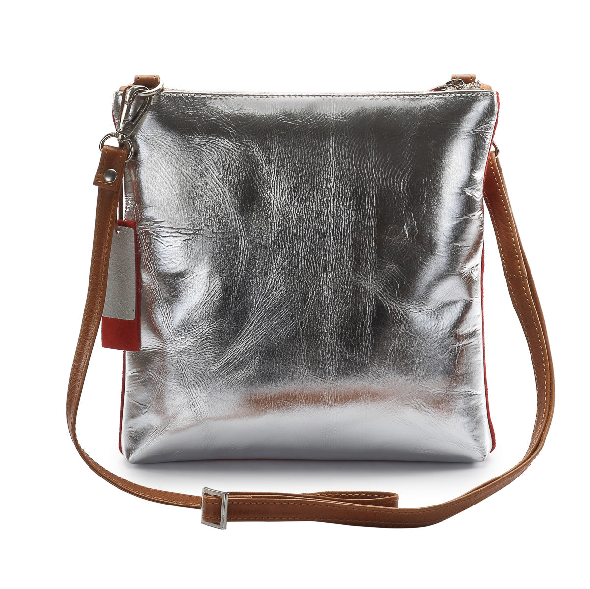 Metallic Rimor Anna 2 way leather messenger clutch bag #LW12 silver