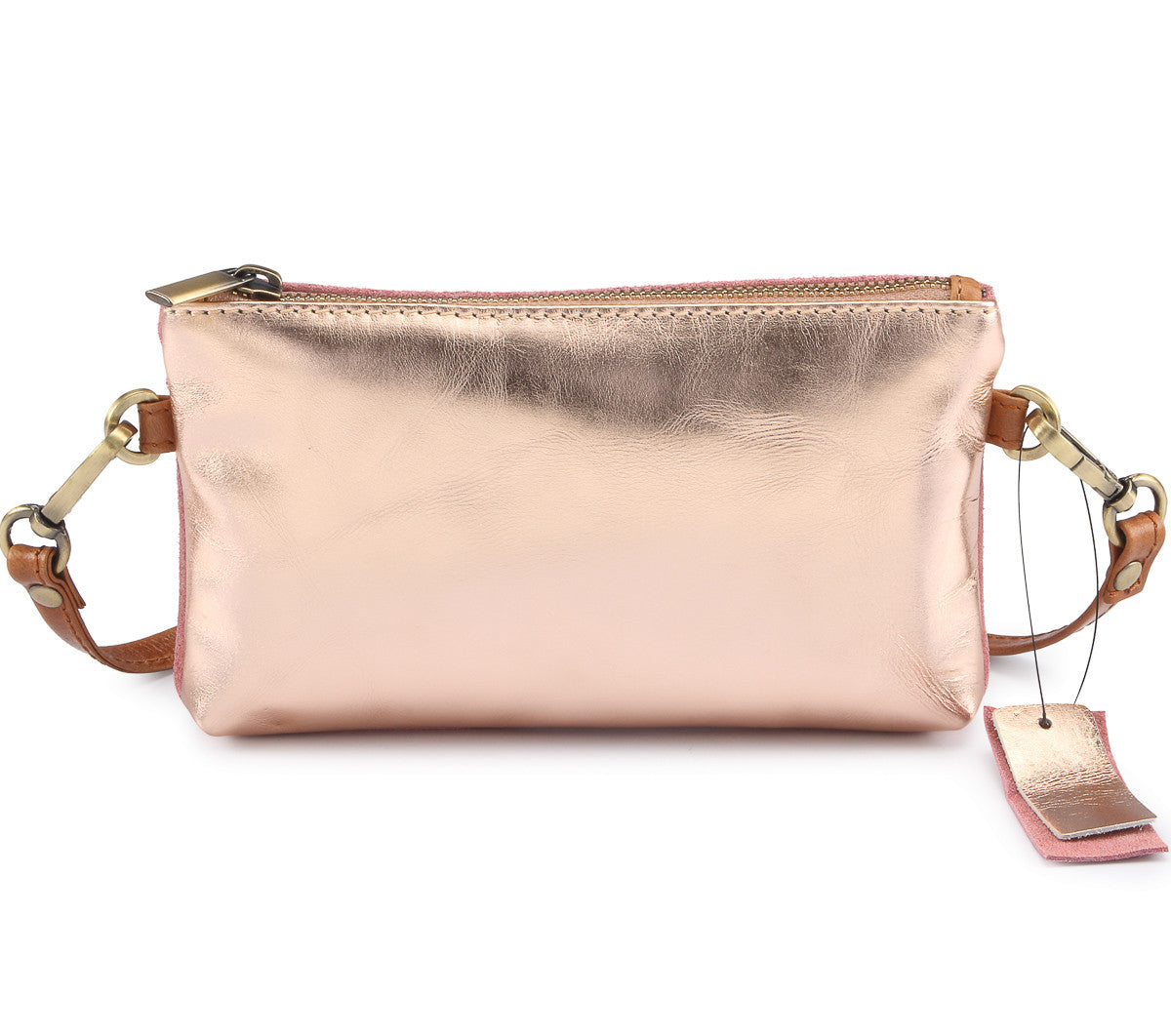 Rose gold clearance metallic clutch bag