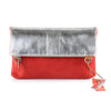 Metallic Rimor Anna 2 way leather messenger clutch bag #LW12 silver