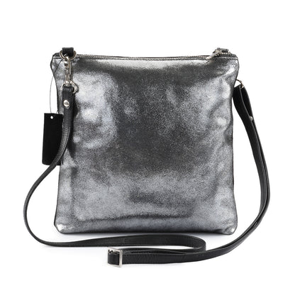 Metallic Rimor Anna 2 way leather messenger clutch bag #LW12 black