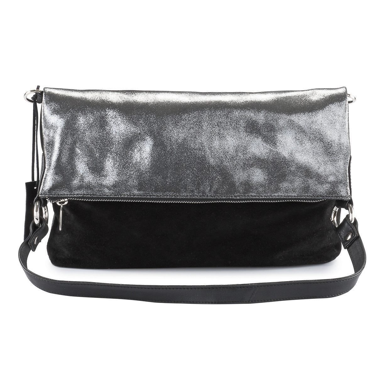 Metallic leather 4 way back pack messenger clutch bag #LB31  black
