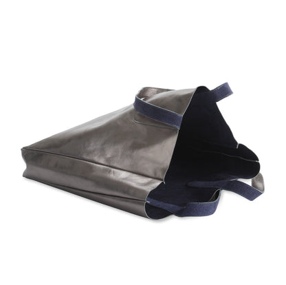 Hydestyle Metallic Sofia reversible leather tote bag #LB32-pewter
